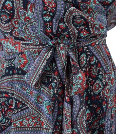 Printed veil dress with paisley motifs