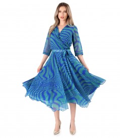 Elegant printed veil dress