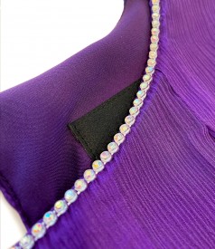 Silk dress with crystals inserts on decolletage
