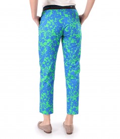 Printed cotton pants with floral motifs