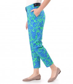 Printed cotton pants with floral motifs