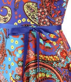 Elegant viscose dress printed with paisley motifs