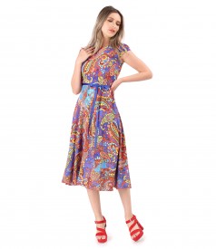 Elegant viscose dress printed with paisley motifs