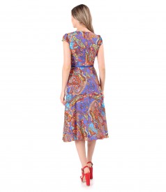 Elegant viscose dress printed with paisley motifs