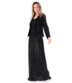 Long evening dress made of sequins with straps