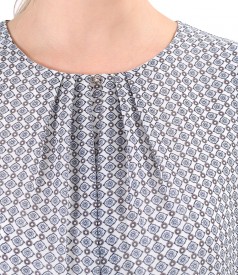 Printed veil blouse with geometric motifs