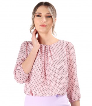 Printed veil blouse with geometric motifs