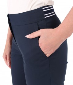 Elastic cotton pants with front pockets