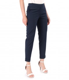 Elastic cotton pants with front pockets