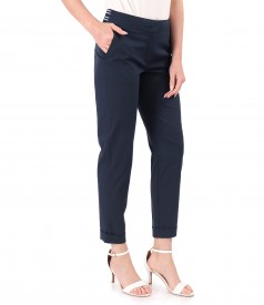 Elastic cotton pants with front pockets