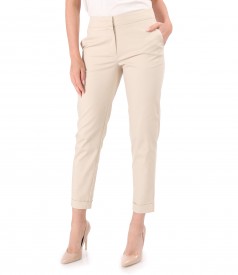 Elastic cotton pants with front pockets