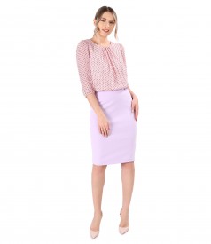 Office outfit with veil blouse and tapered skirt