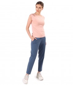 Tencel and cotton pants with jersey blouse