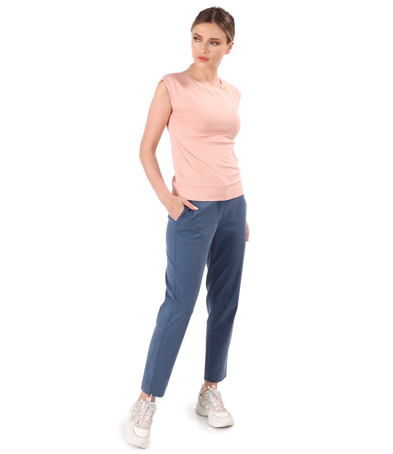 Tencel and cotton pants with jersey blouse