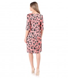 Natural silk dress printed with floral motifs