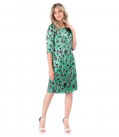 Natural silk dress printed with floral motifs