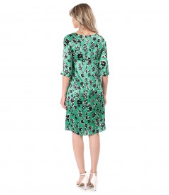 Natural silk dress printed with floral motifs