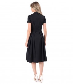 Elastic cotton shirt dress