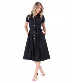 Elastic cotton shirt dress