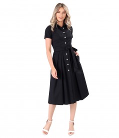 Elastic cotton shirt dress