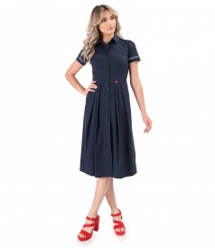 Elastic cotton shirt dress