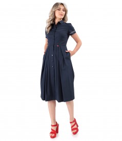 Elastic cotton shirt dress