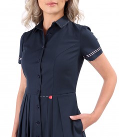 Elastic cotton shirt dress