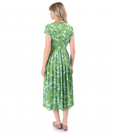 Viscose midi dress printed with floral motifs