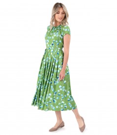 Viscose midi dress printed with floral motifs