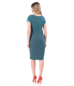Elastic brocade business dress with cotton