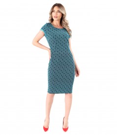 Elastic brocade business dress with cotton