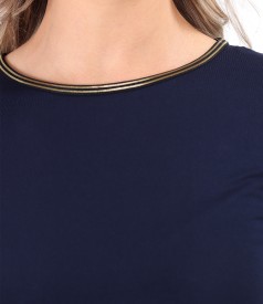 Elastic jersey blouse with short sleeves