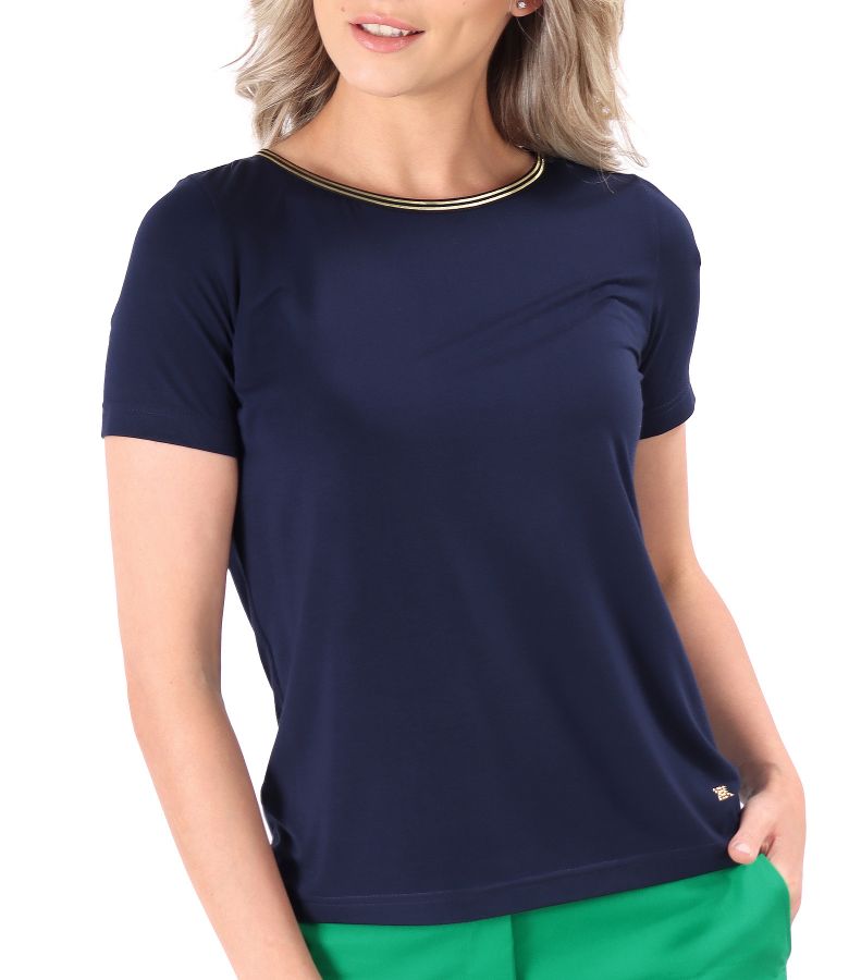 Elastic jersey blouse with short sleeves