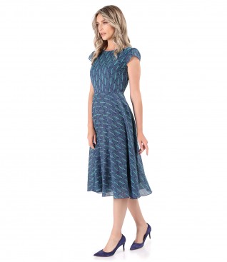Elegant dress made of cotton veil printed with floral motifs