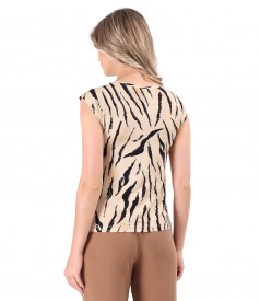 Viscose jersey blouse with animal print