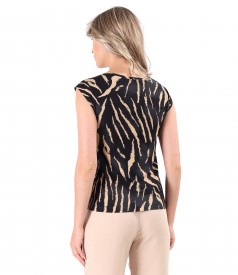 Viscose jersey blouse with animal print