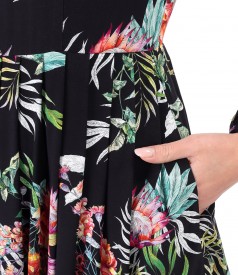 Viscose midi dress printed with floral motifs