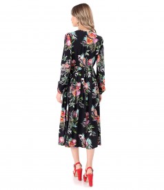 Viscose midi dress printed with floral motifs