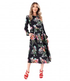 Viscose midi dress printed with floral motifs