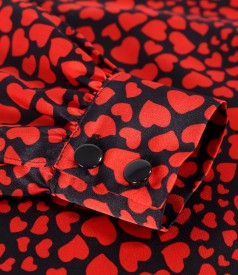 Digitally printed silk dress with hearts