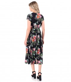 Viscose midi dress printed with floral motifs