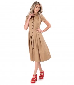 Elastic cotton shirt dress