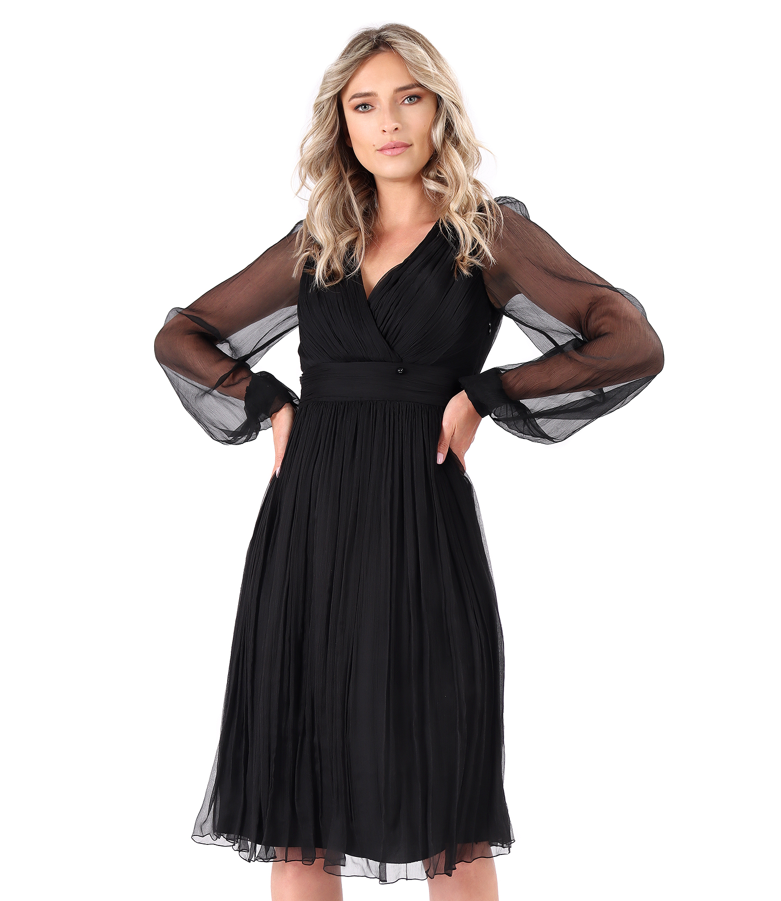Elegant dress made of natural silk voile