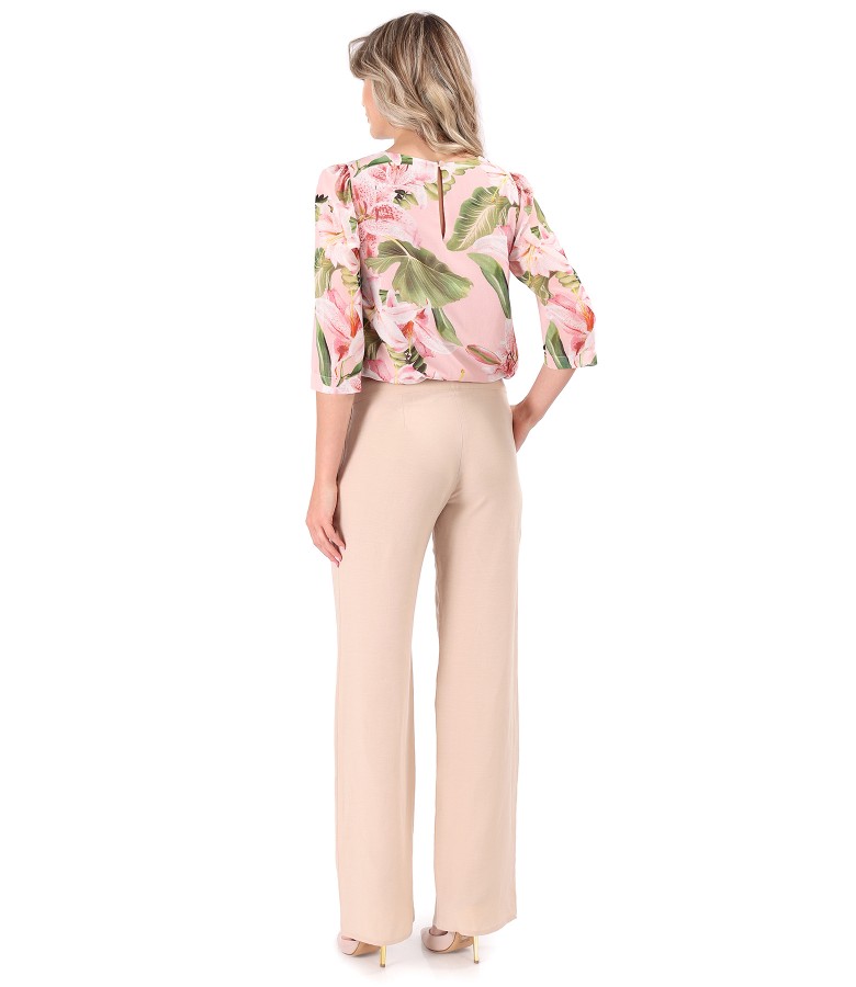 Veil blouse with pants made of tencel and linen