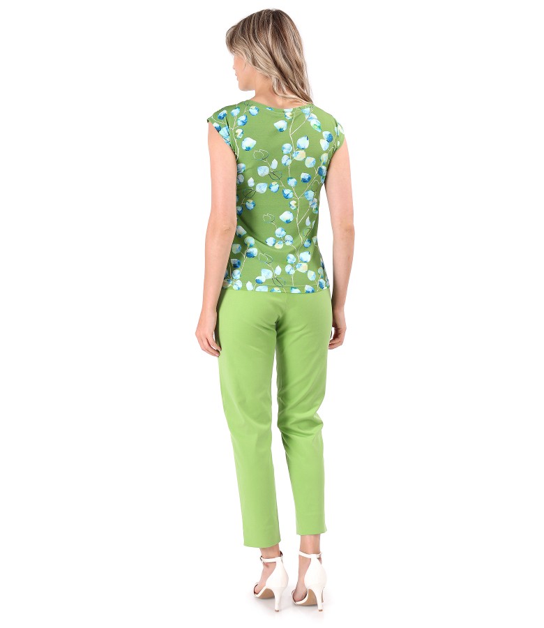 Elastic jersey blouse with cotton and tencel pants