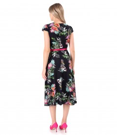 Elegant viscose dress printed with floral motifs