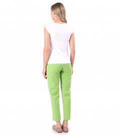 Ankle pants made of tencel and cotton with elastic jersey blouse