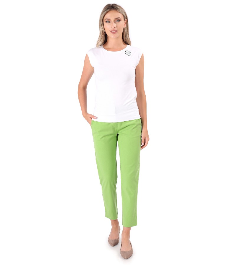 Ankle pants made of tencel and cotton with elastic jersey blouse