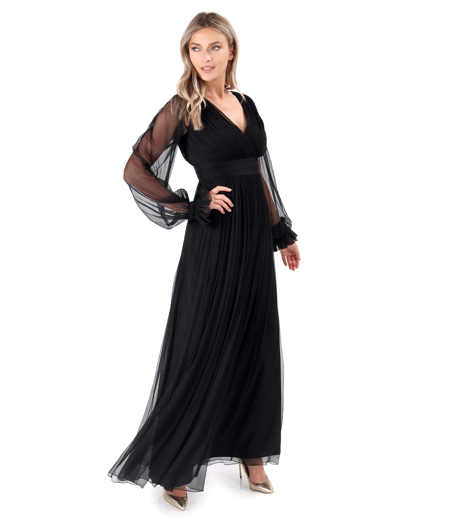 Long dress made of natural silk voile