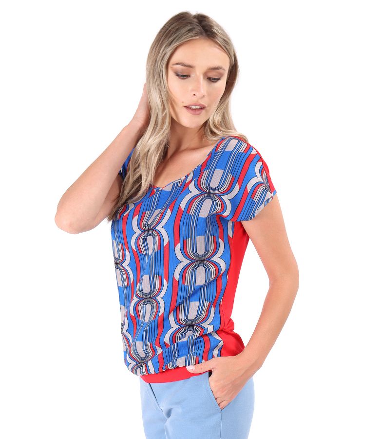 Blouse with veil front digitally printed